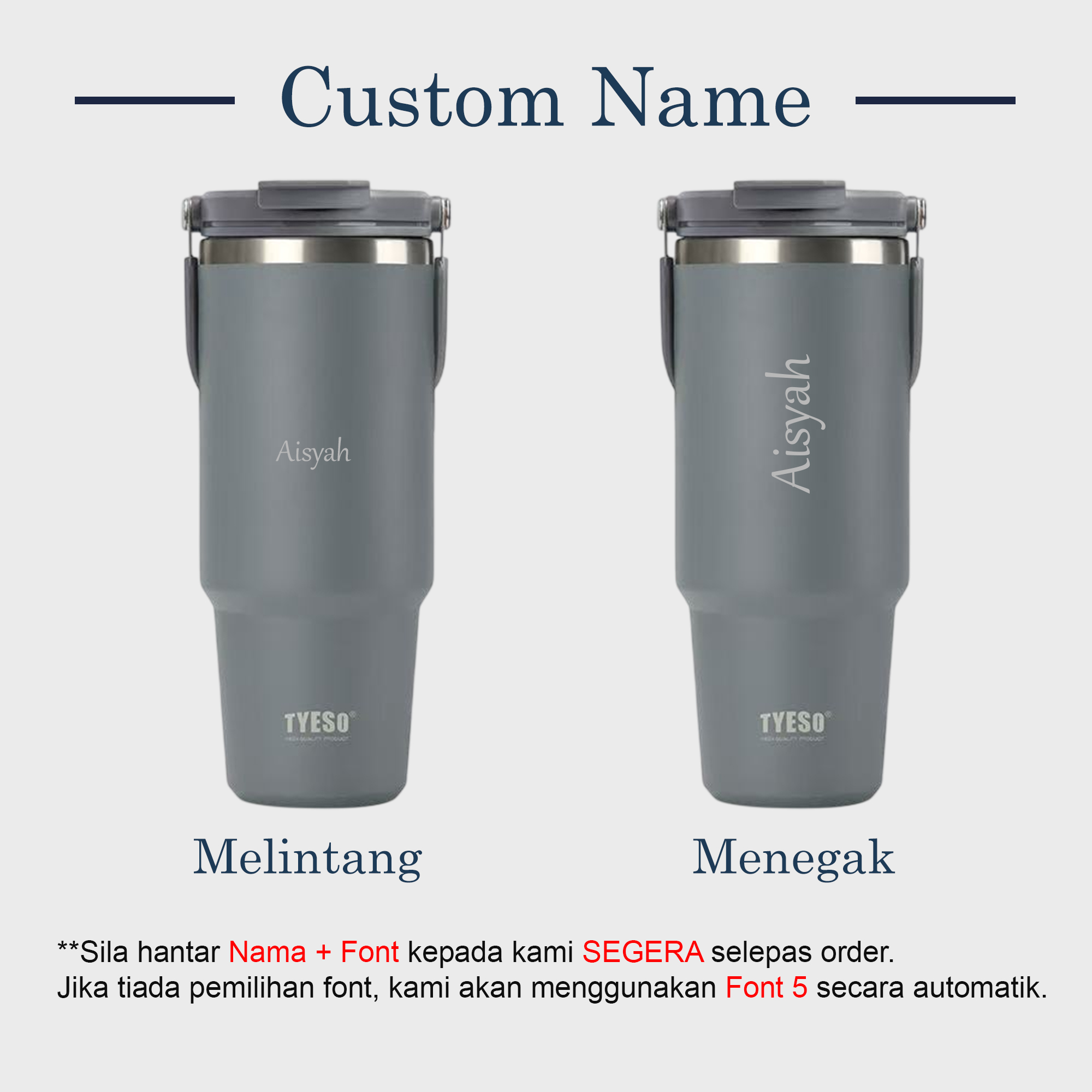[No Tumbler] Add‑On Custom Service RM15 Custom Name Custom Logo ...