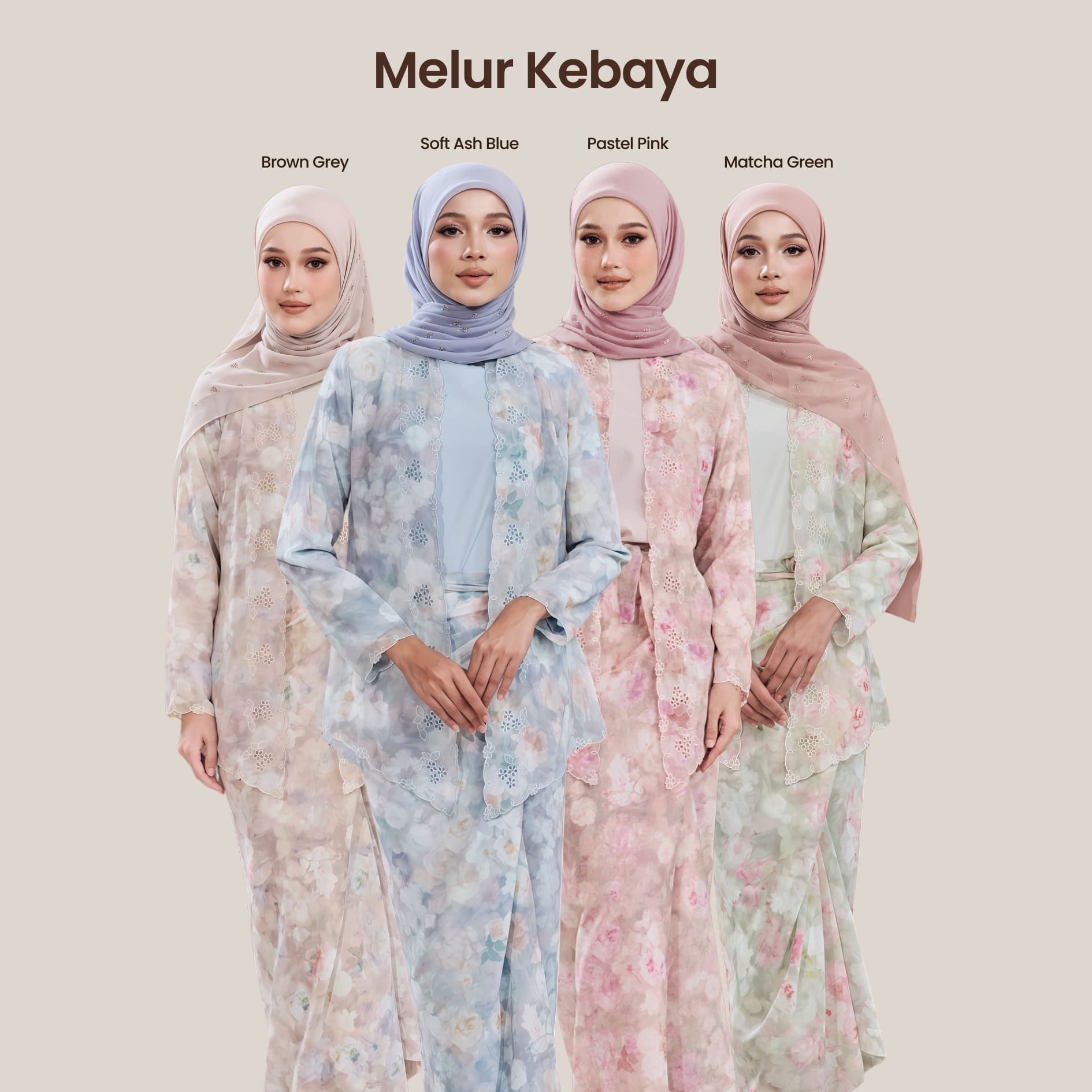Melur Kebaya Set | Baju Kebaya Wanita | Kain Semi Instant Pario + Inner ...