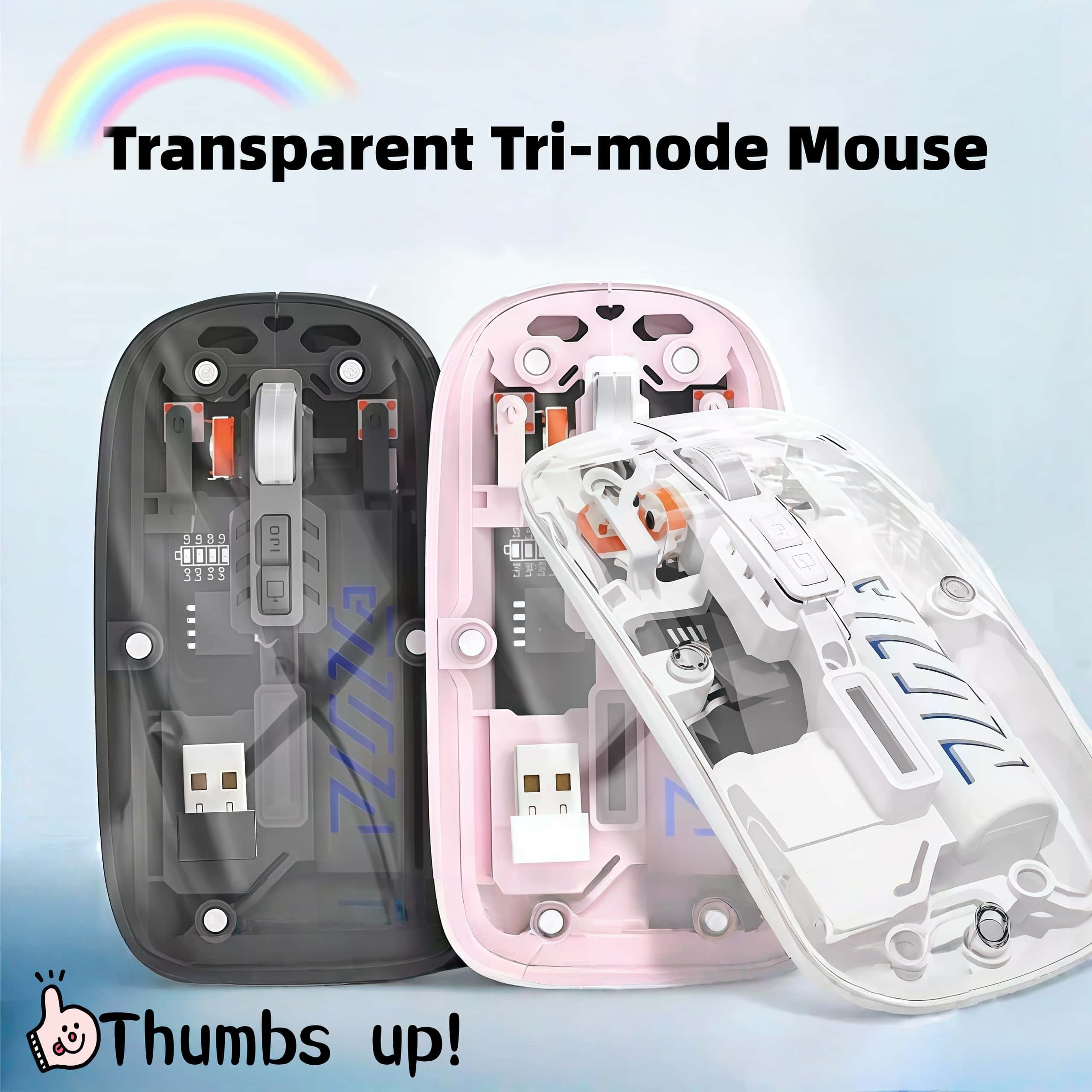 Transparent Bluetooth Mouse Wireless Mouse Dual-Mode Silent Mice for PC ...