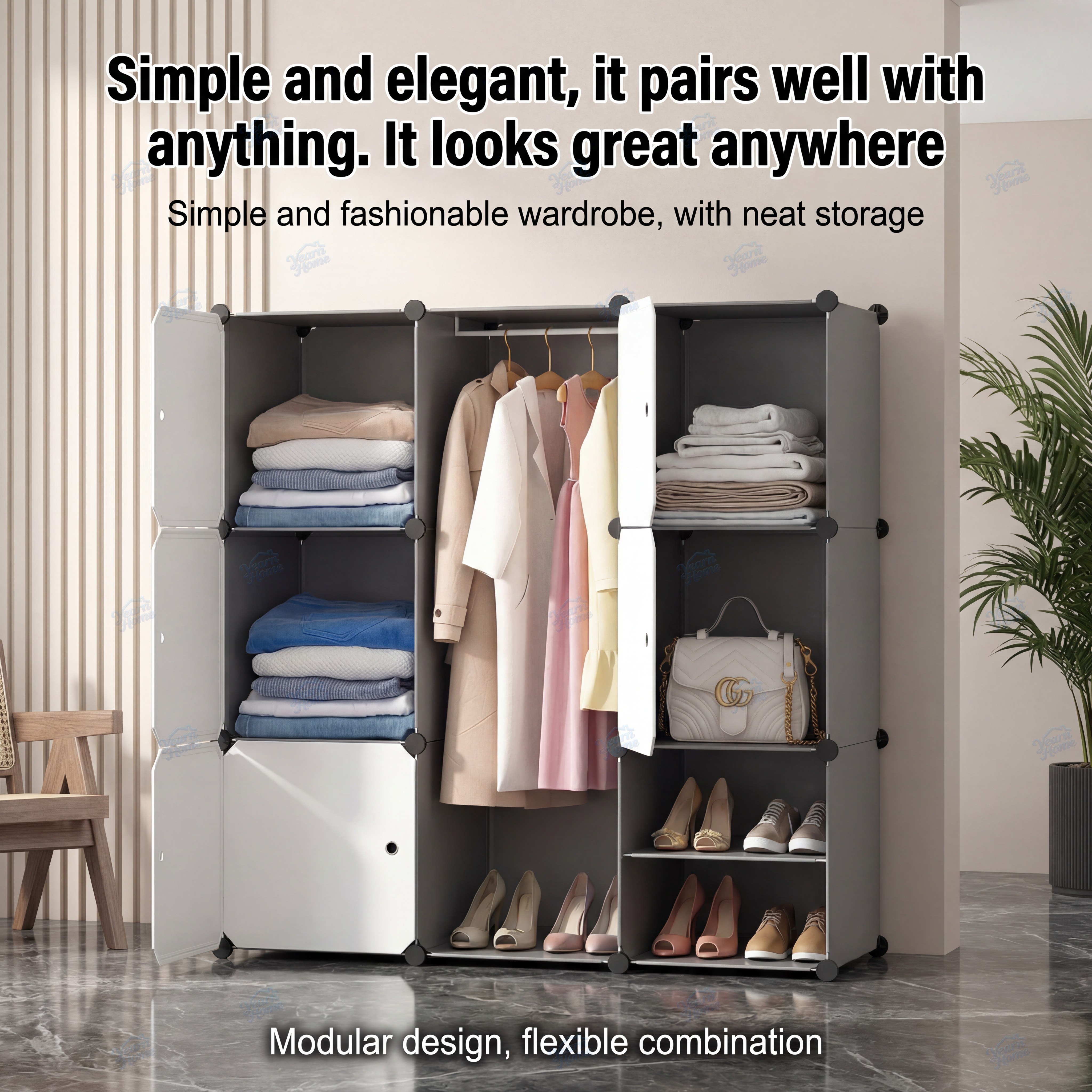 IKEA 12 Doors Almari Baju Plastik Wardrobe Clothes Cabinet Cubes Design ...