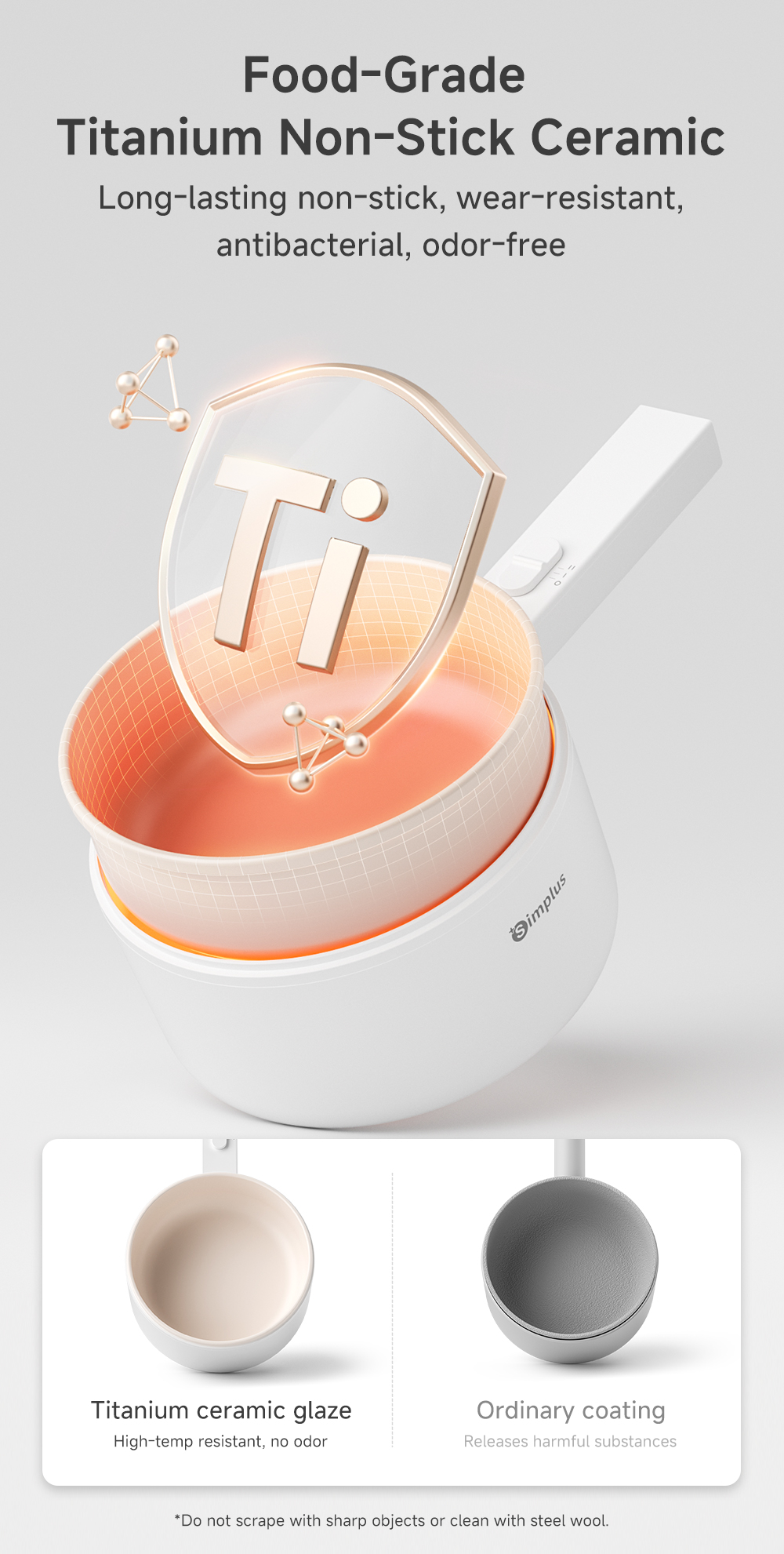Simplus 1.8L Multi-Functional Electric Cooker丨Long Handle丨600W Power丨 ...
