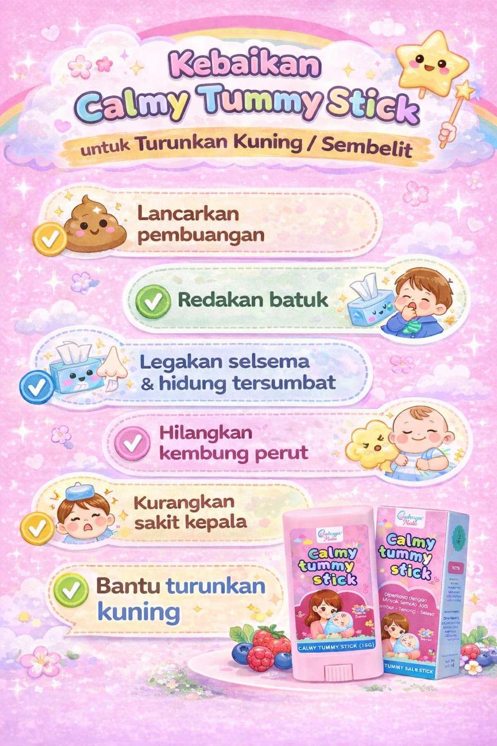Balm Turunkan Kuning Jaundice Calmy Tummy Stick CAHAYAMATA 15g Sembelit ...