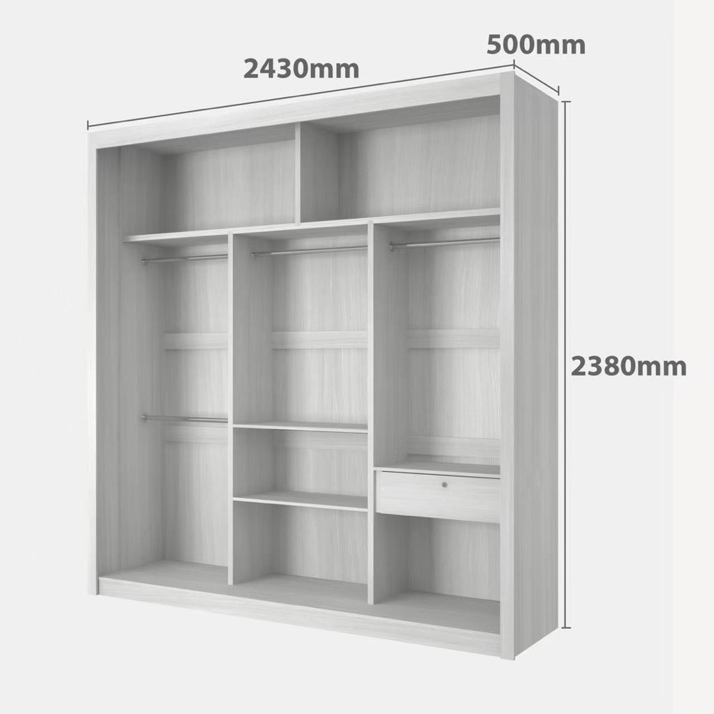 [Free Delivery] Caler Home White Anti-Jump Sliding Door 8x8FT Wardrobe ...