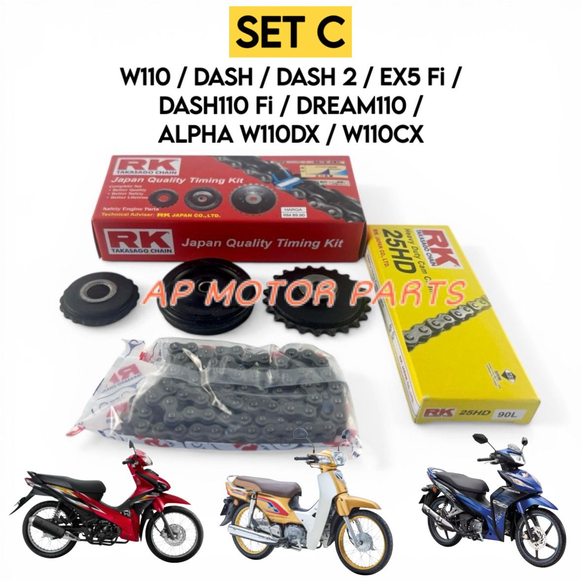100% ORIGINAL RK JAPAN TIMING CHAIN KIT W110 W110DX W110CX DASH ...