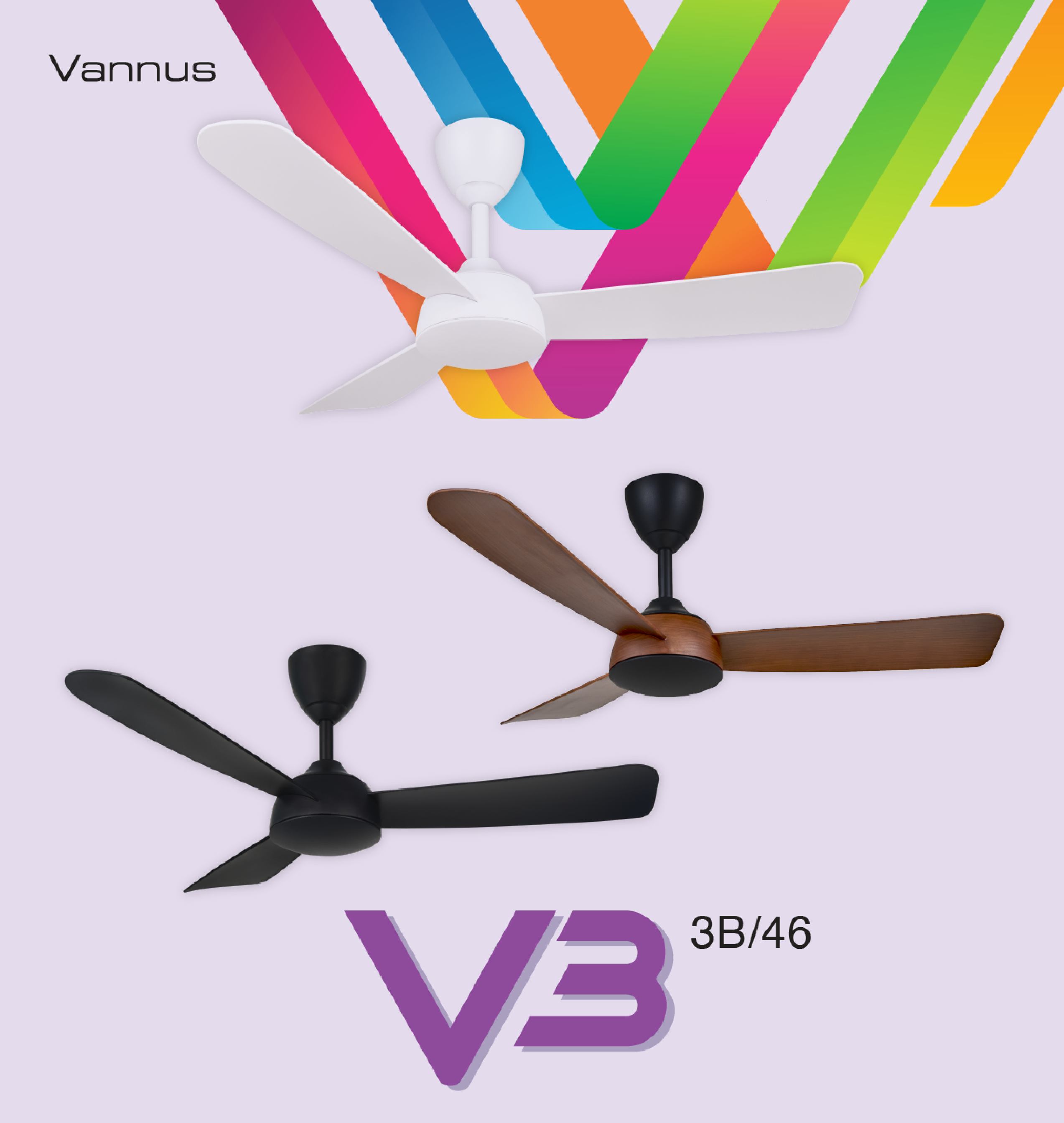ALPHA Vannus V3 3B DC Motor Ceiling Fan with 3 Blades 8 Speed Remote ...