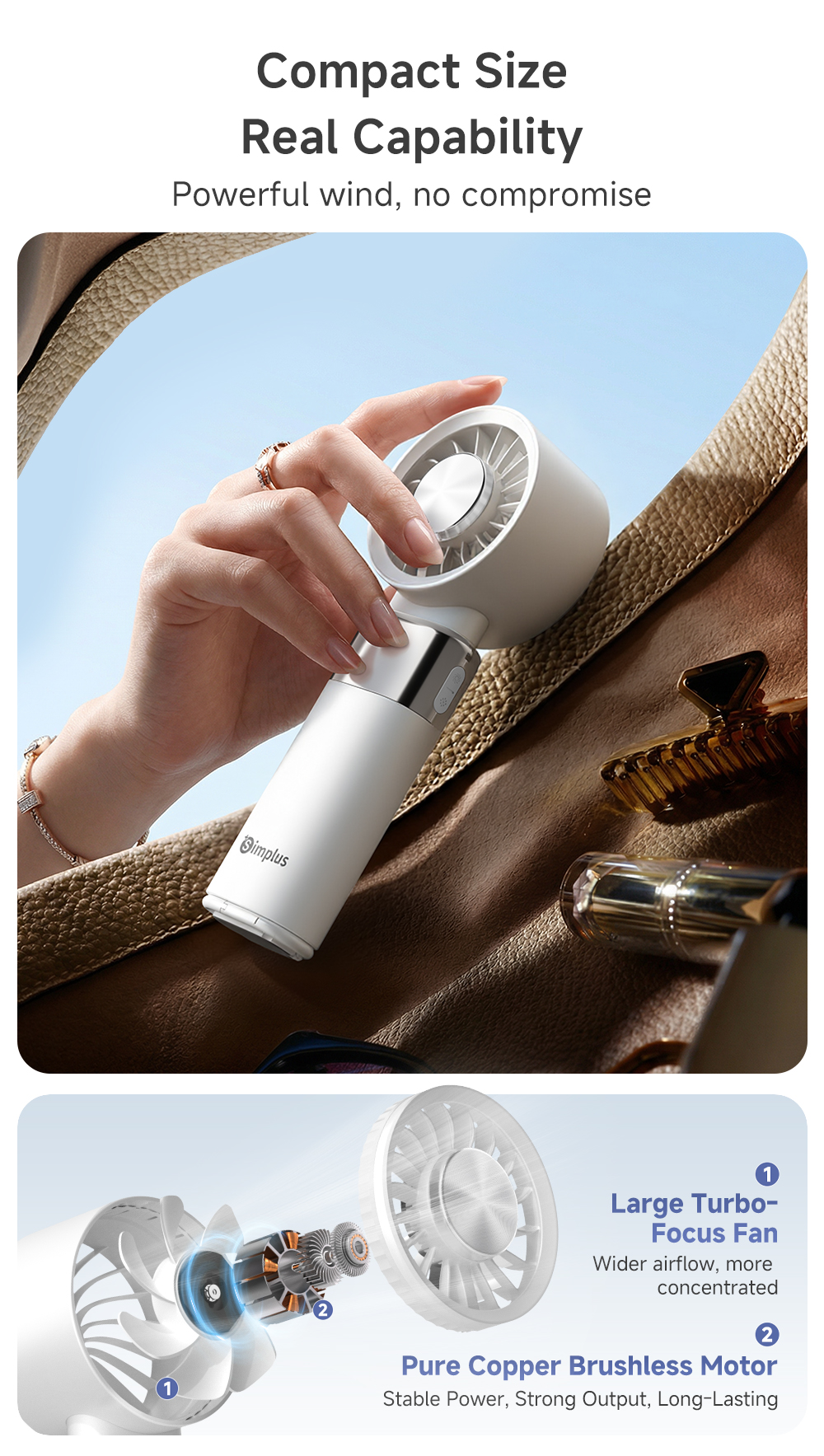 【New】Simplus Pink Handle Cooling Fan Fordable Portable Neck-Hanging ...