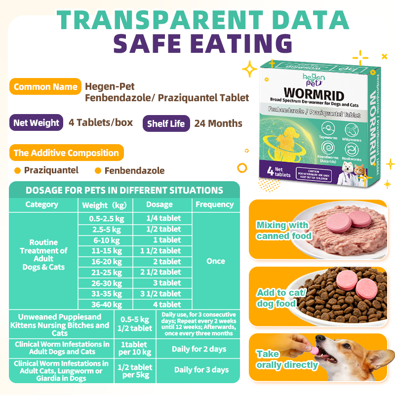 HEGEN PET Deworming Tablet For Nematocide Deworm Worm Rid Heartworm ...
