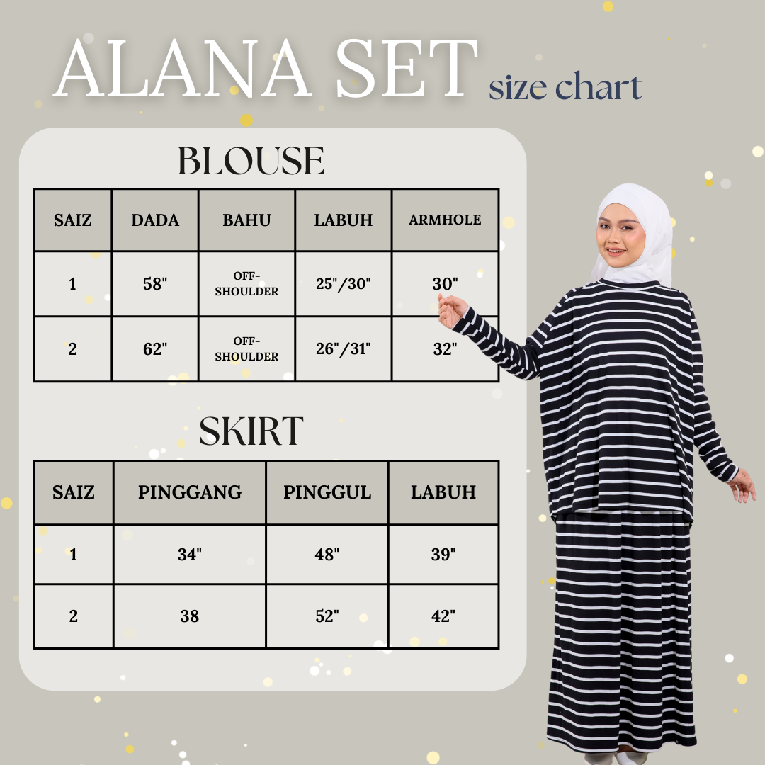 MS131 Moda Store Alana Raglan Set Baggy Batwing A-Cut Skirt Striped ...