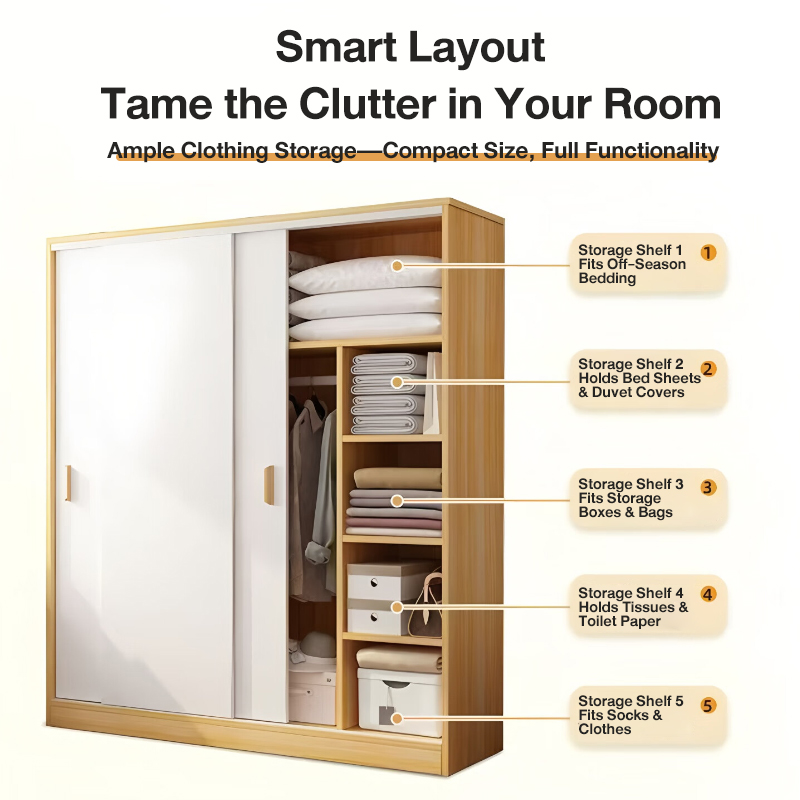 CM-4FT Sliding Wardrobe Almari Baju Sliding Door Sliding Anti Wardrobe ...