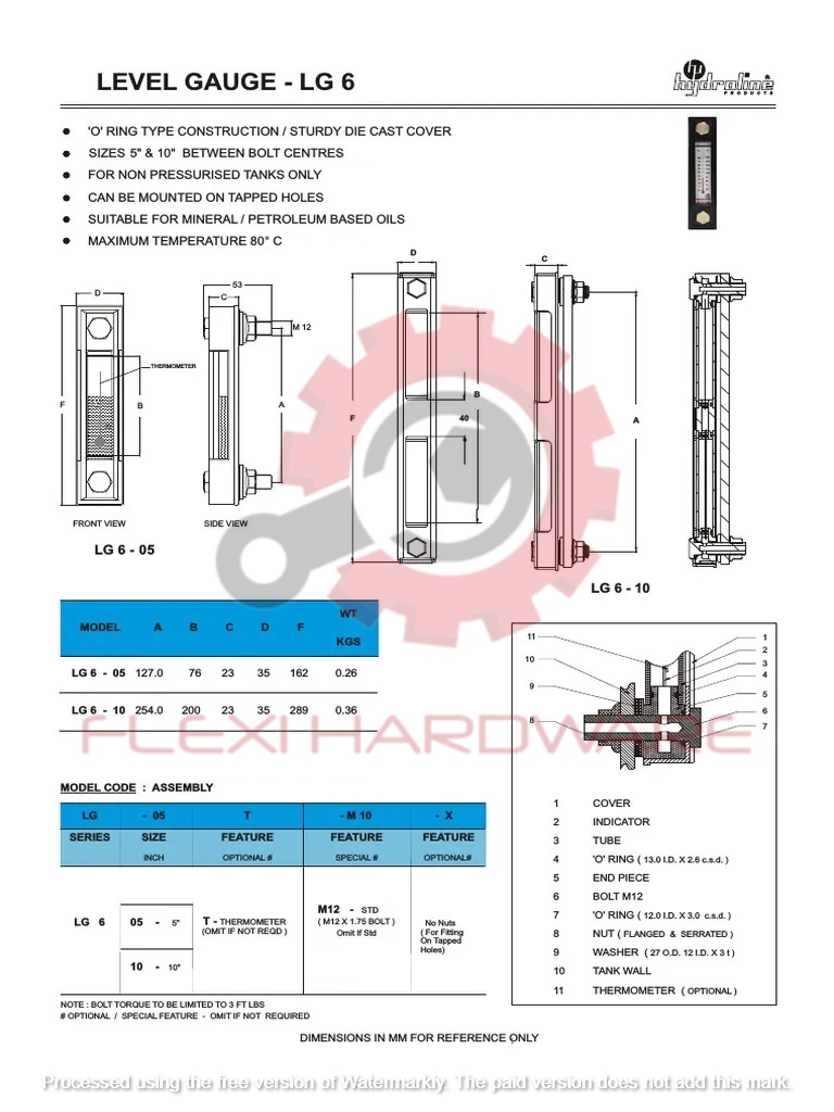 Fluid Level Gauge Sight Level (Oil Level Indicators with Thermometer ...