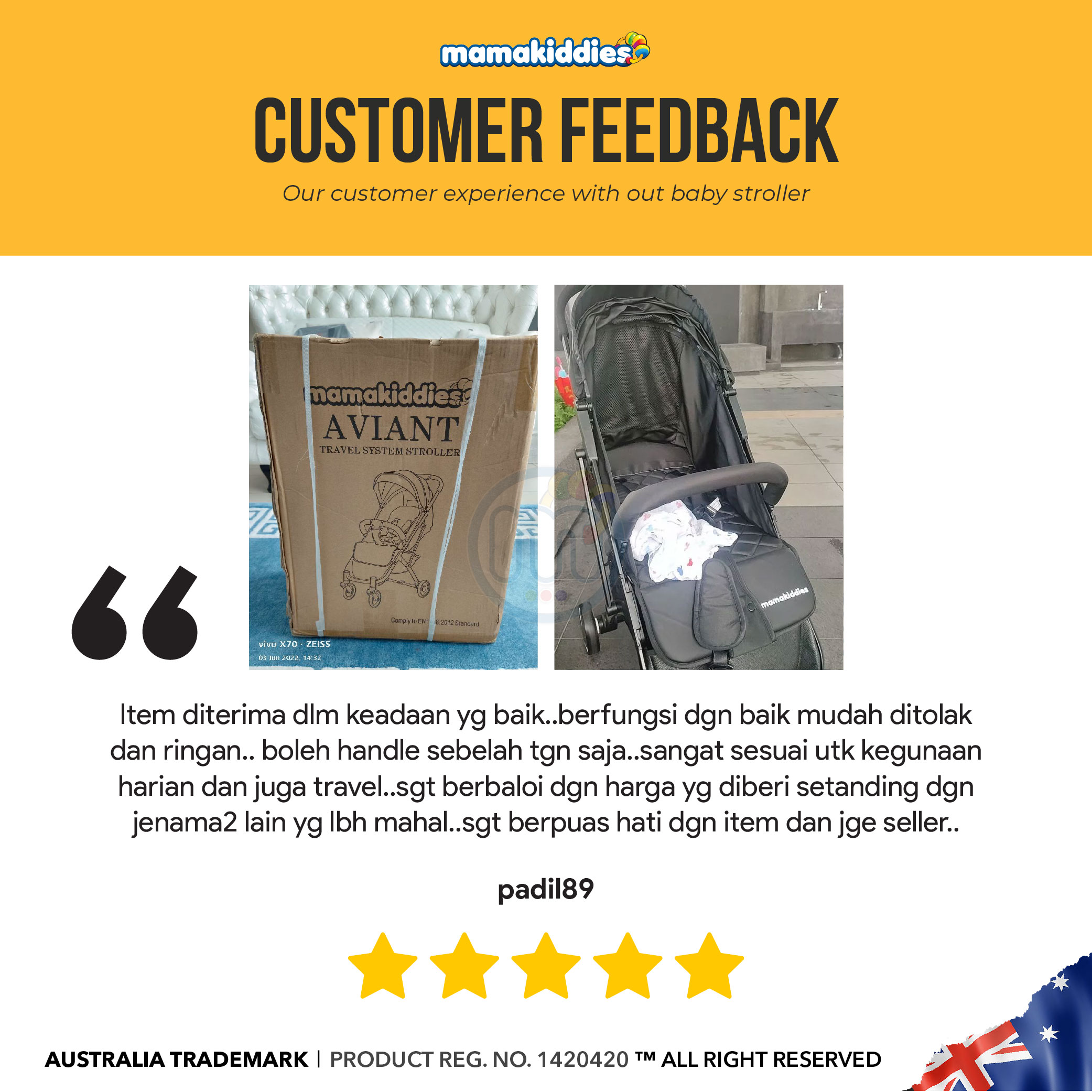 Mamakiddies Aviant Baby Stroller Compact Foldable Lightweight Travel ...