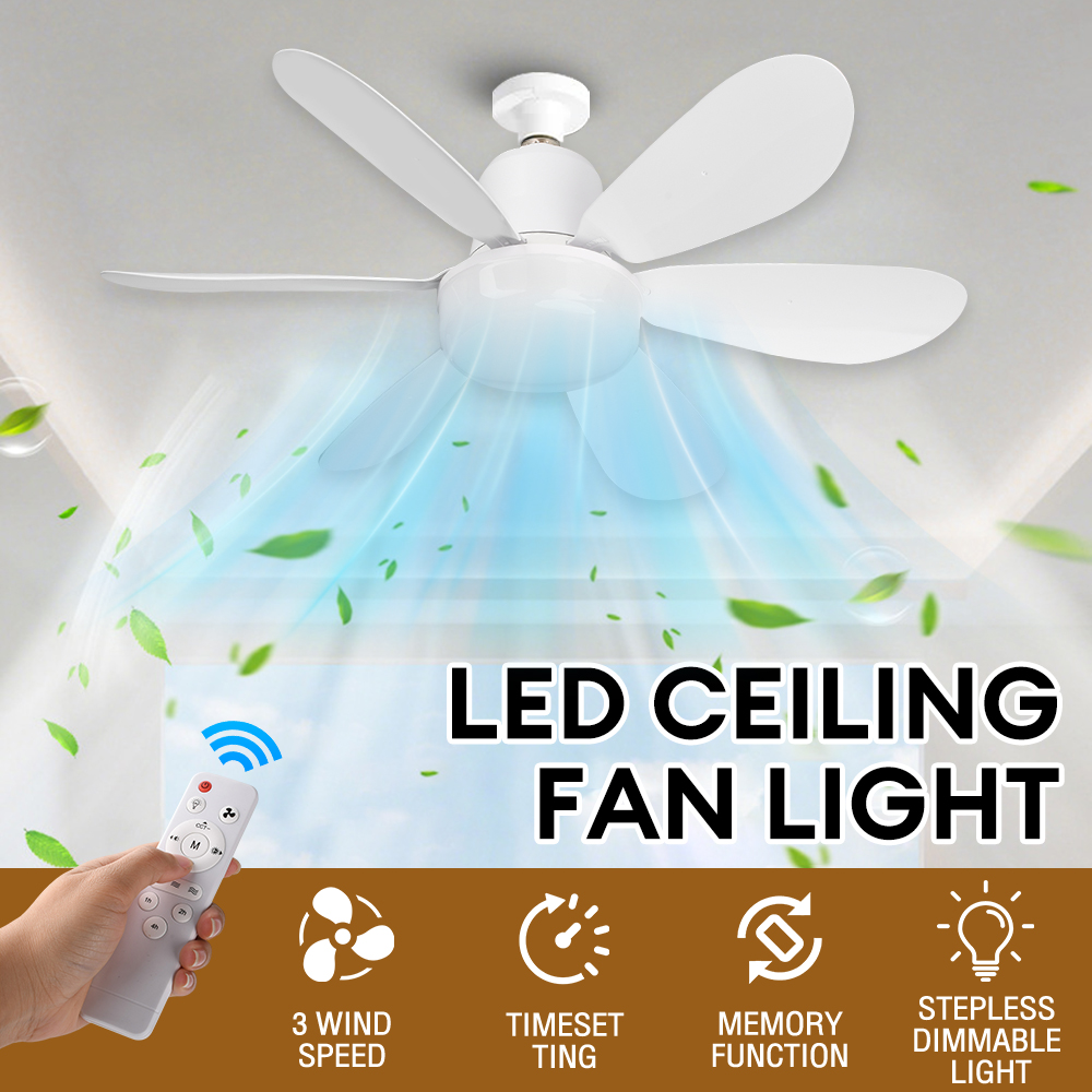 Mini LED E27 CeiIing Fan Energy Conservation 52CM 6 Blades Silent Fan ...