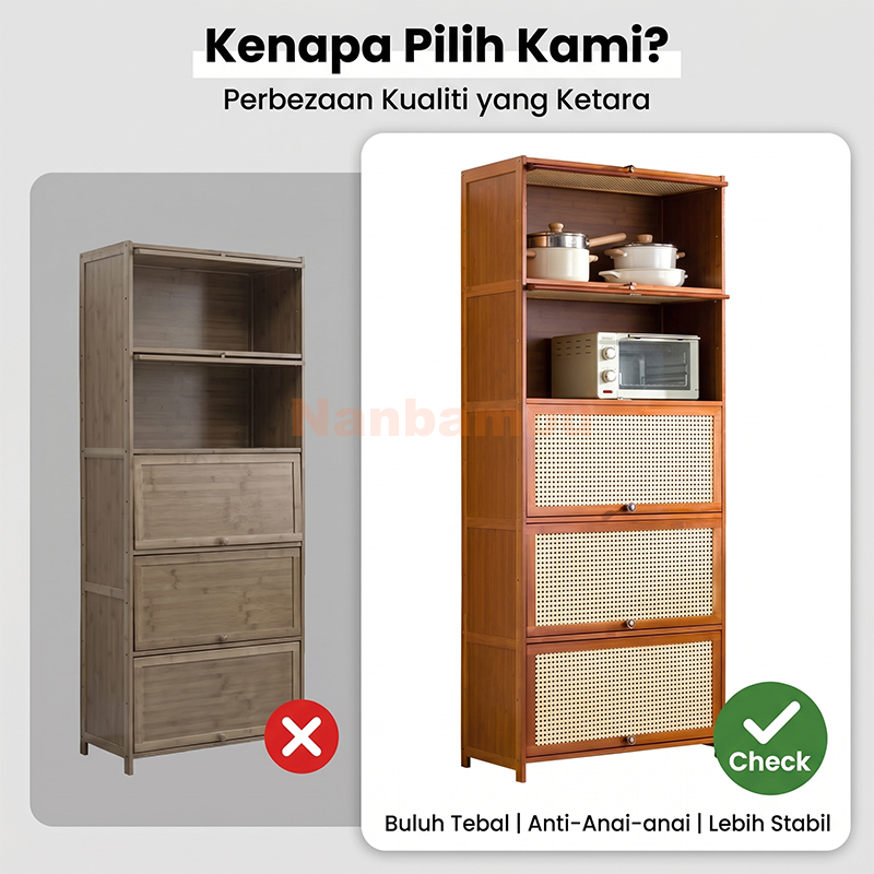 【In Stock】Kitchen Cabinet Kabinet Dapur 5Layer Bamboo Almari Dapur ...