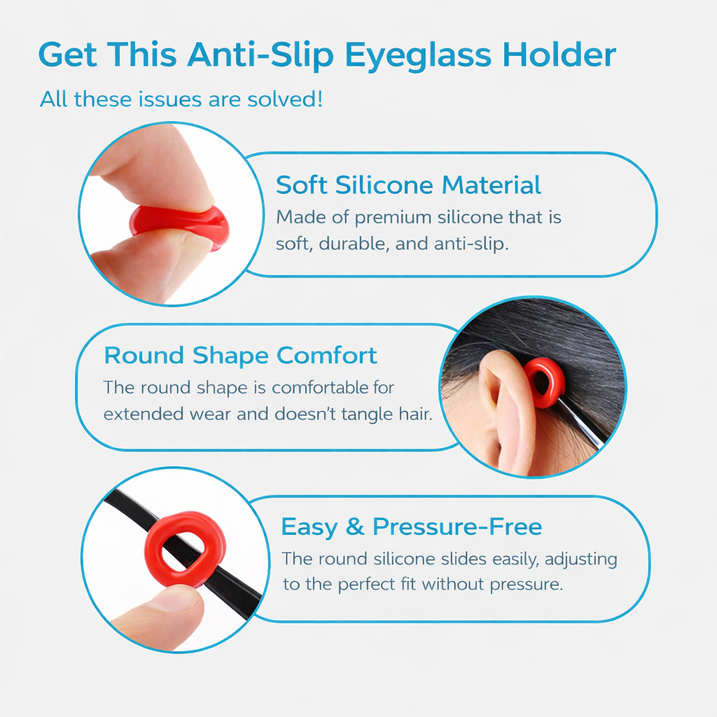 HEVEA 2Pc12Pc Anti Slip Silicone Glasses Ear Hook Spectacles Anti ...