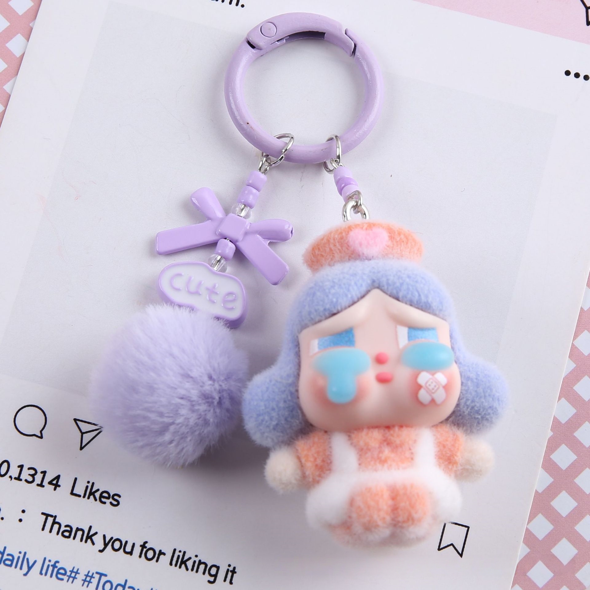 [Ready] Crybaby Flocking Doll Keychain Cute Mini Keychain Fashion Bag ...