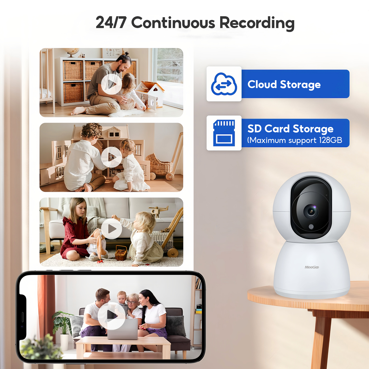 MeeGoo Smart CCTV Camera 2MP Indoor Pan & Tilt WiFi CCTV Human ...