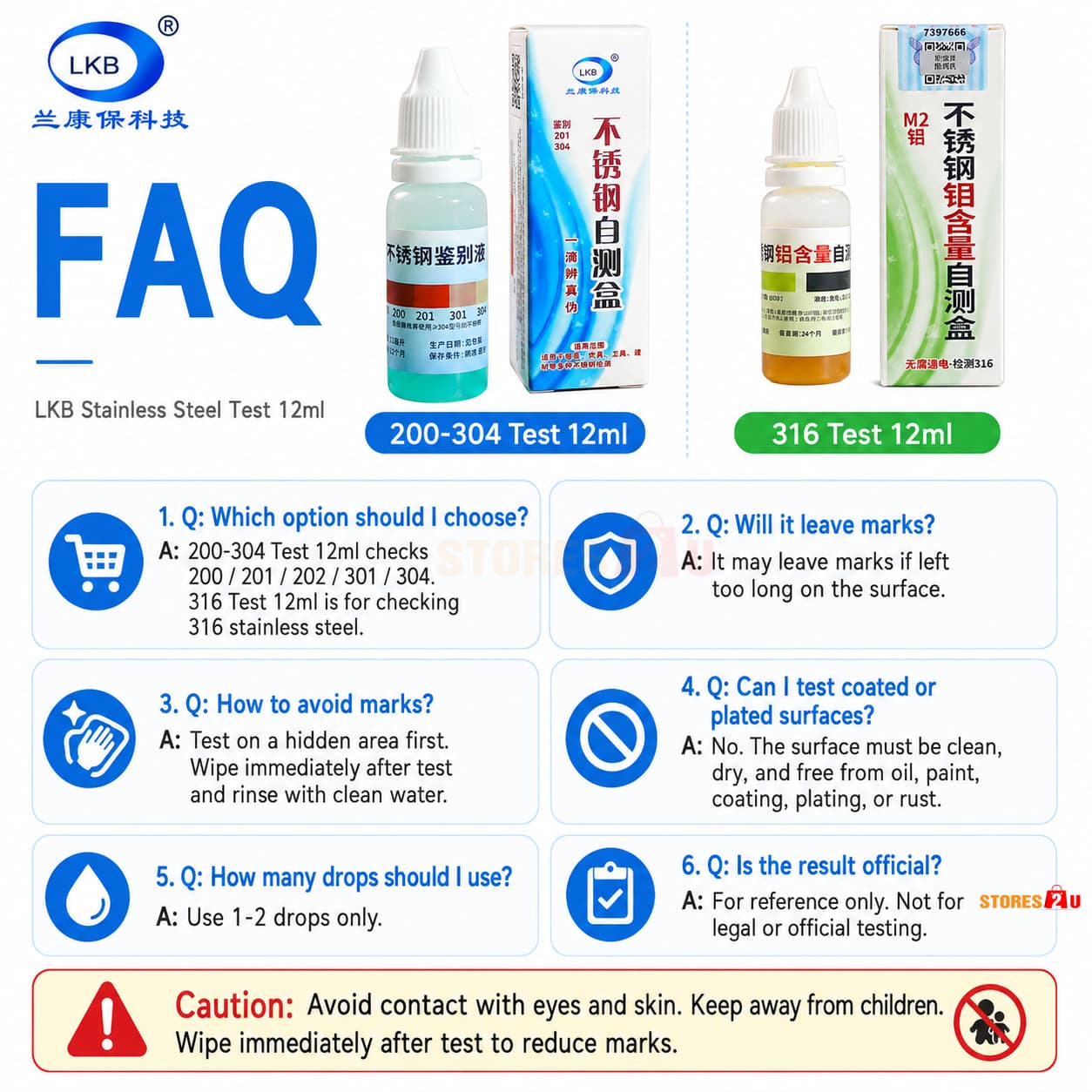 LKB Stainless Steel Test Kit 12ml 304 316 Self Test Liquid Detector ...
