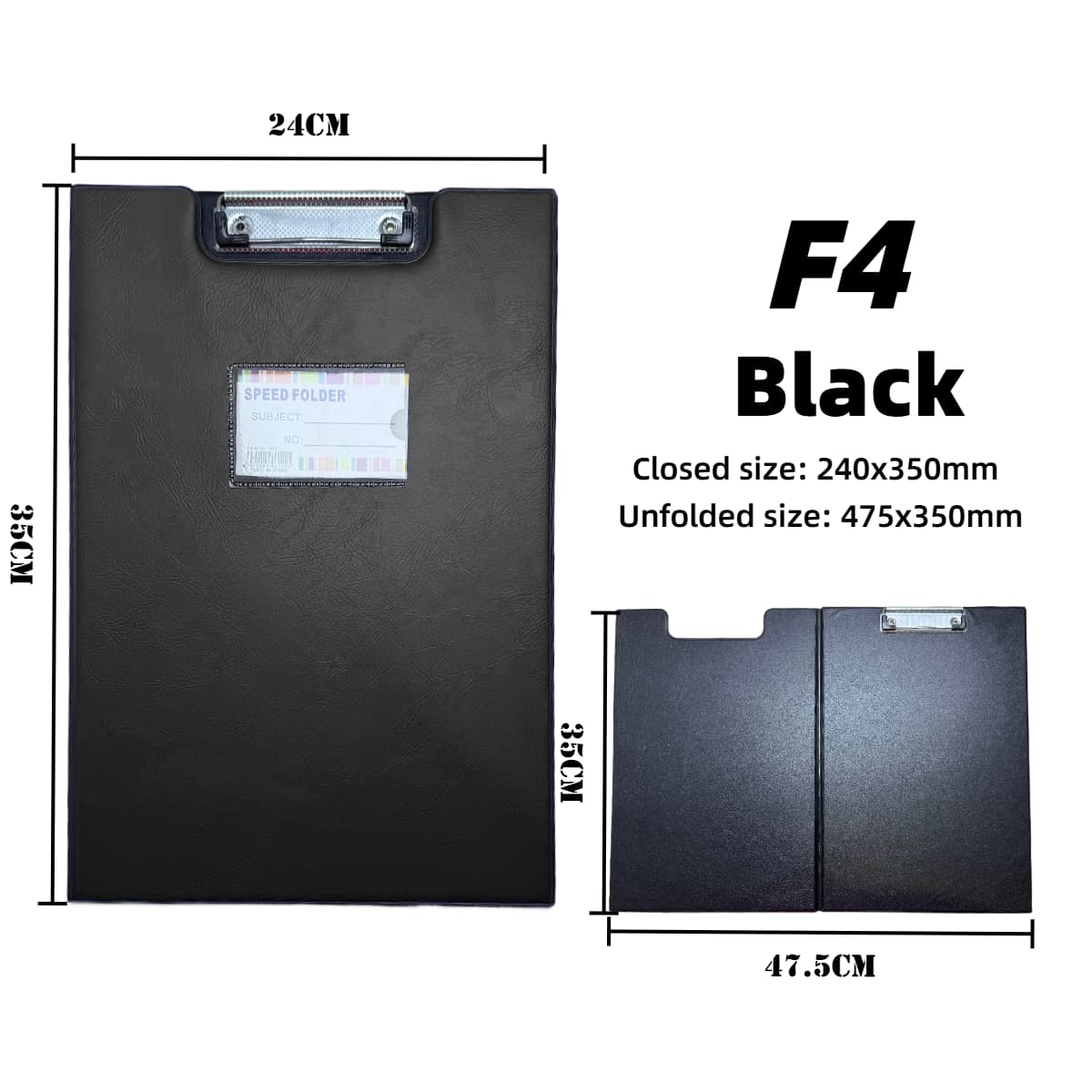 F4/A4 Clipboard Folding Cover PU Leather File Folder Metal Clip ...