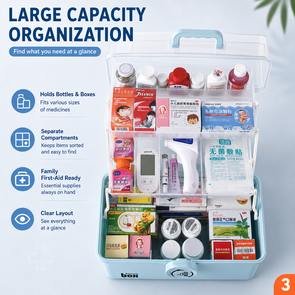 First Aid Kit Box Medicine Storage Box Ubat Kotak Simpan Ubat Emergency ...