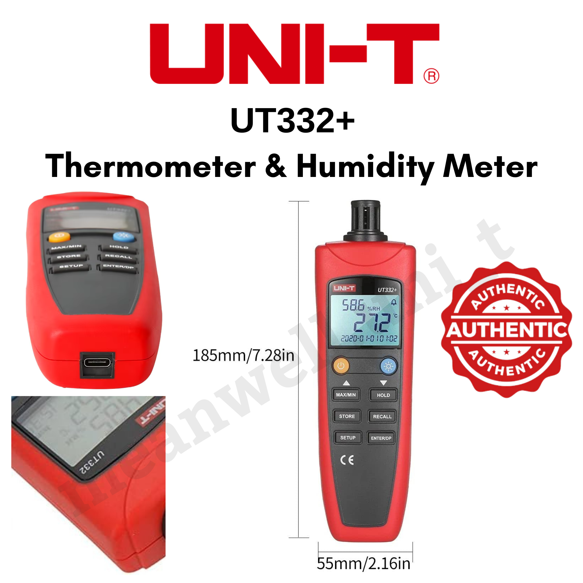 UNI-T UT333 / UT333S ( -10°C~60°C ) Humidity Range 0~100% RH / UT332 ...