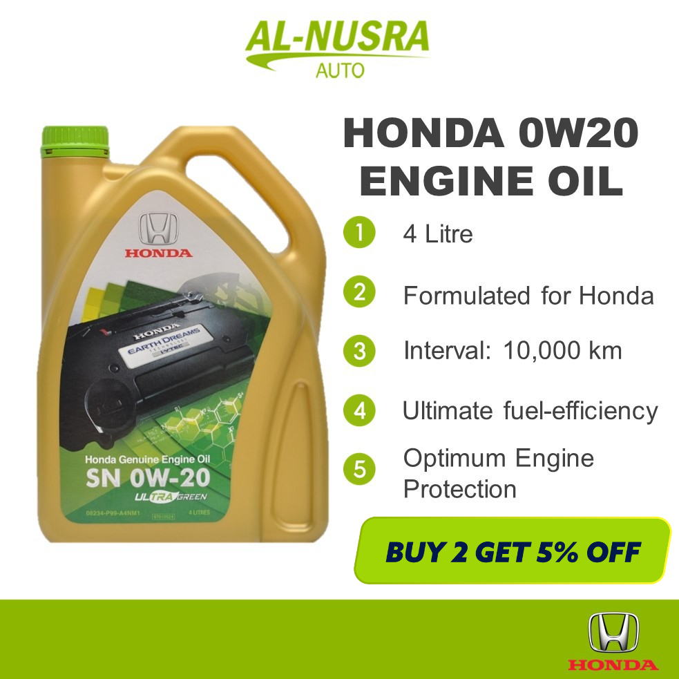 HONDA 0W20 ENGINE OIL 4L MINYAK HITAM FULLY SYNTHETIC 0W20 MINYAK ENJIN (CITY / CIVIC / CRV