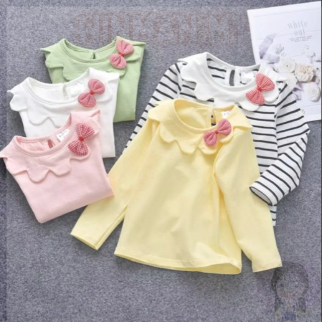 Baju Panjang Budak Perempuan Baby Girl Long Sleeve T shirt Bowknot Top Casual Blouse Shopee Malaysia