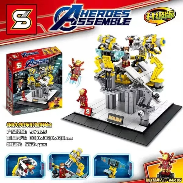 SY Block Marvel Super Heroes Avengers Iron Man Armor Mech Base Building ...