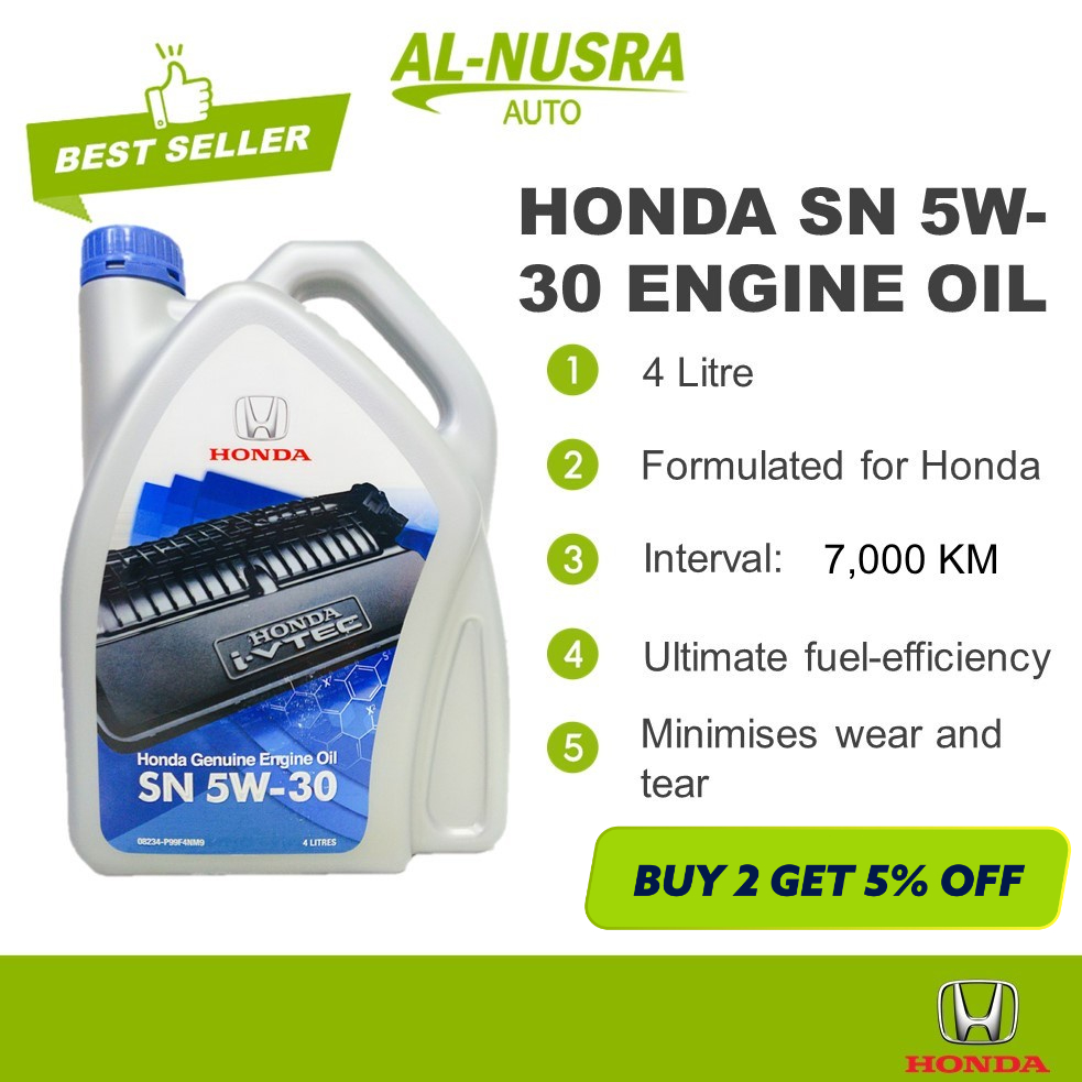 HONDA SN 5W30 ENGINE OIL 4L MINYAK HITAM SEMI SYNTHETIC 5W30 MINYAK