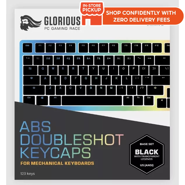  GLORIOUS ABS DOUBLESHOT KEYCAPS V2 US (ANSI) BASE KIT [BLACK/WHITE