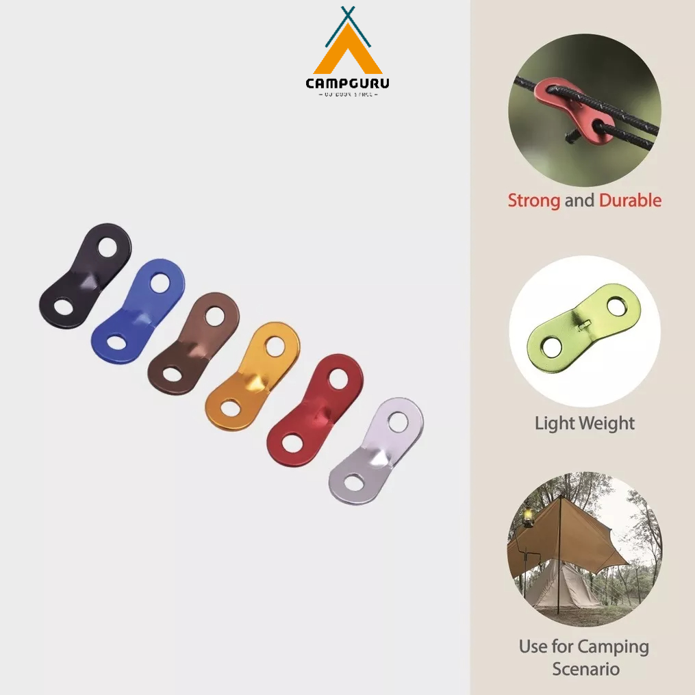 CAMPGURU Camping Aluminium Rope Tensioner Adjuster Deck Peg Fishbone ...