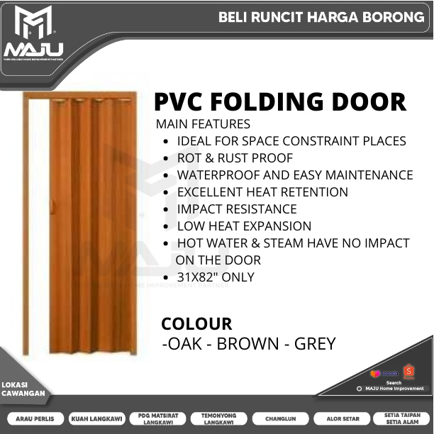 PVC FOLDING DOOR TOILET DOOR/BATHRROM DOOR PINTU PLASCTIC PVC Shopee