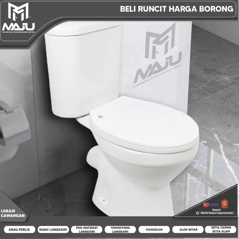 (ready stock)MAJU 8217 toilet bowl 2 piece strap ptrap/ WC/ JAMBAN （1