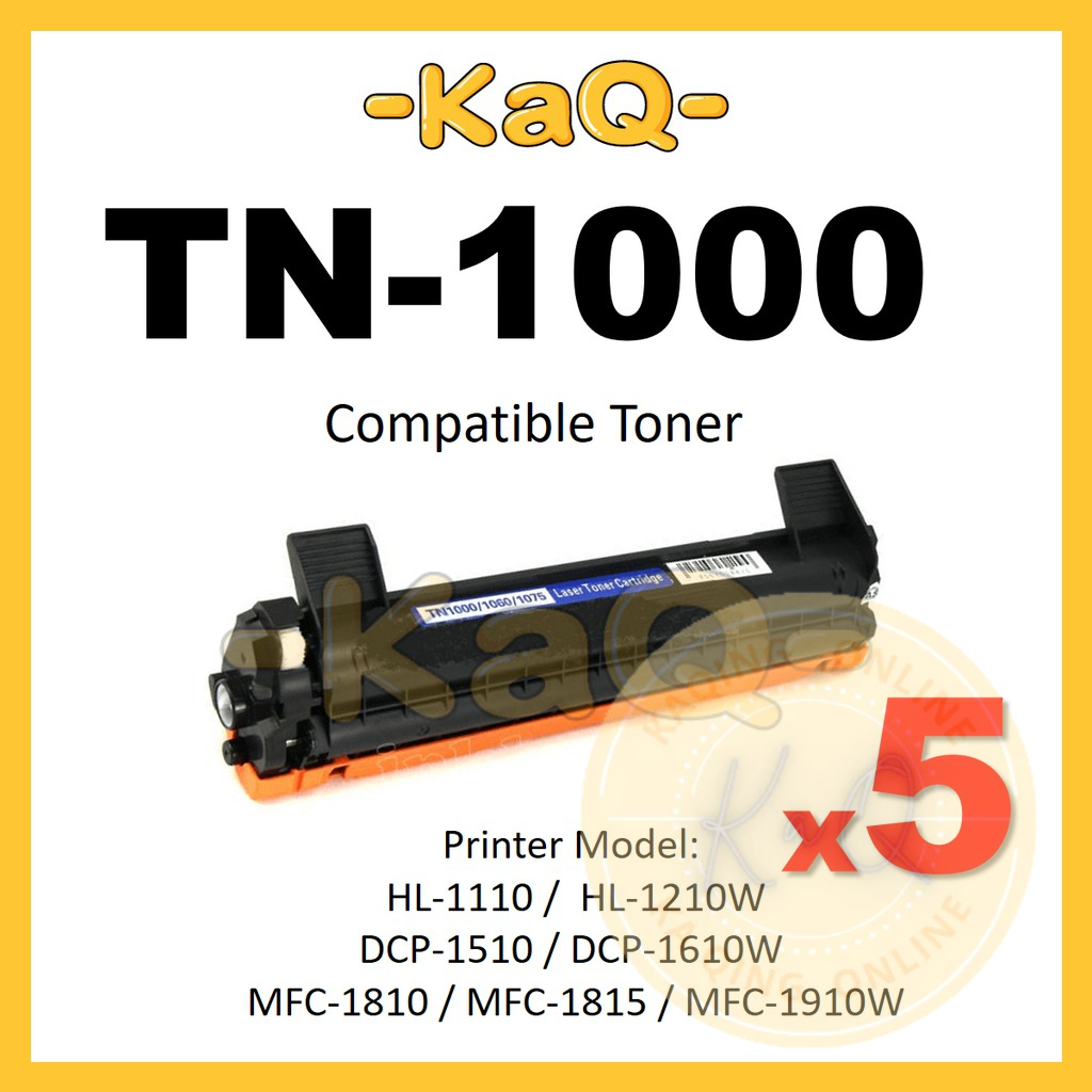 5x TN-1000 TN1000 TN 1000 Compatible Brother Toner DCP1510 DCP1610W ...