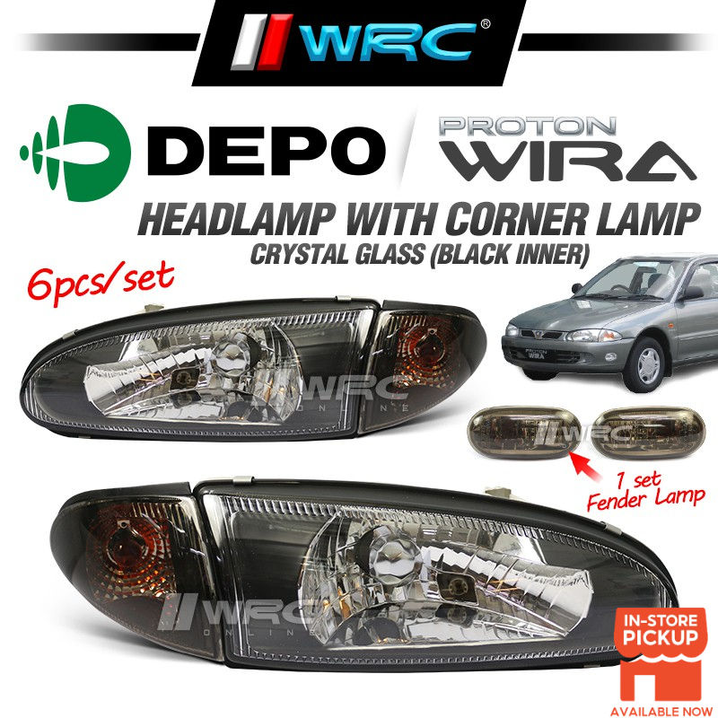 Depo Proton Wira Crystal Glass Headlamp + Corner Lamp + Fender Lamp