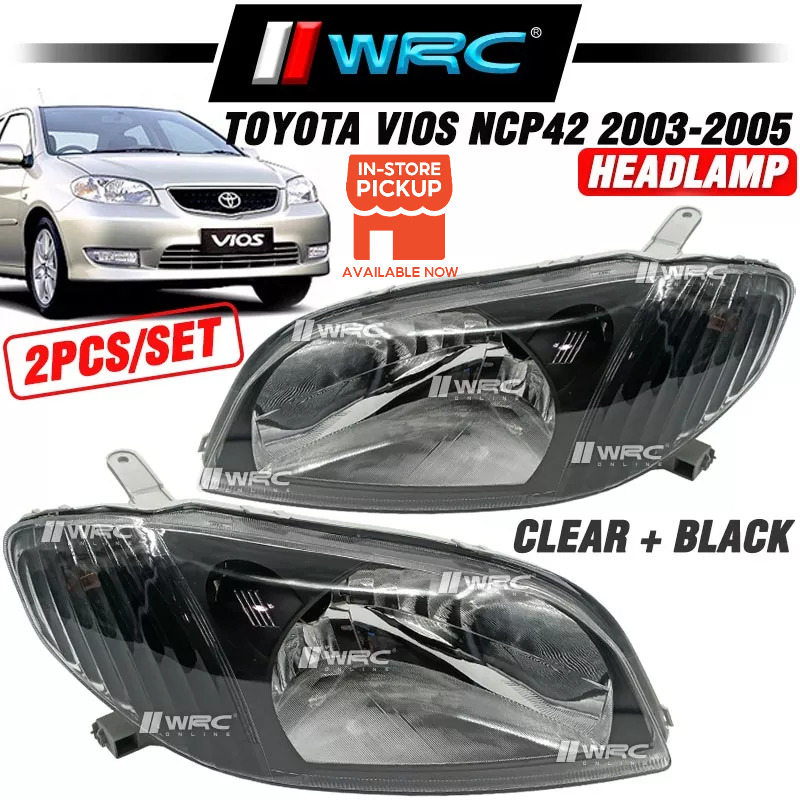 Toyota Vios 2003 2005 NCP42 Headlamp ( Clear + Black ) Shopee Malaysia