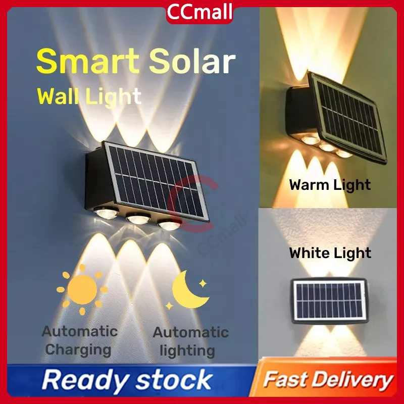 Solar Wall Light 6 LED Sensor Lampu Solar Outdoor Waterproof Lighting