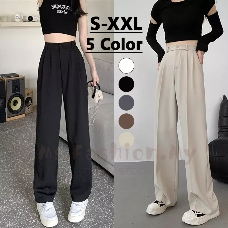 🌸Ready Stock🌸Women Korean Style Casual Straight Suit Pants High Waist ...