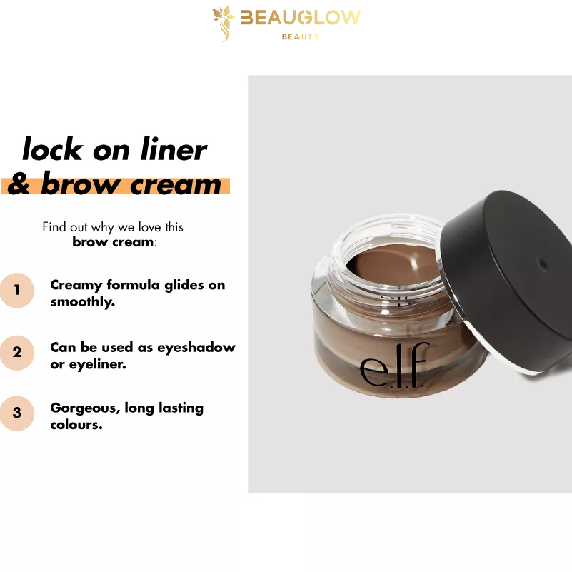 ELF Lock On Liner & Brow Cream, Waterproof, Smudge Proof, Creamy