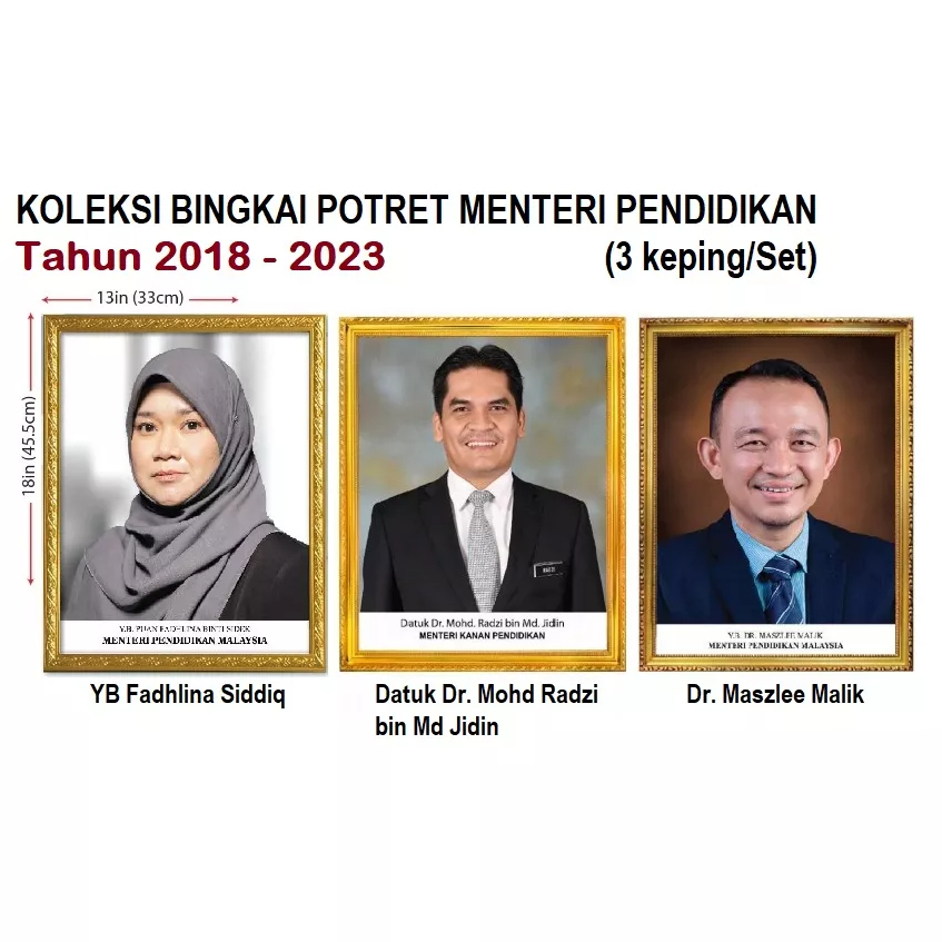 Koleksi Bingkai Potret Menteri Pendidikan 2018 2023 Shopee Malaysia