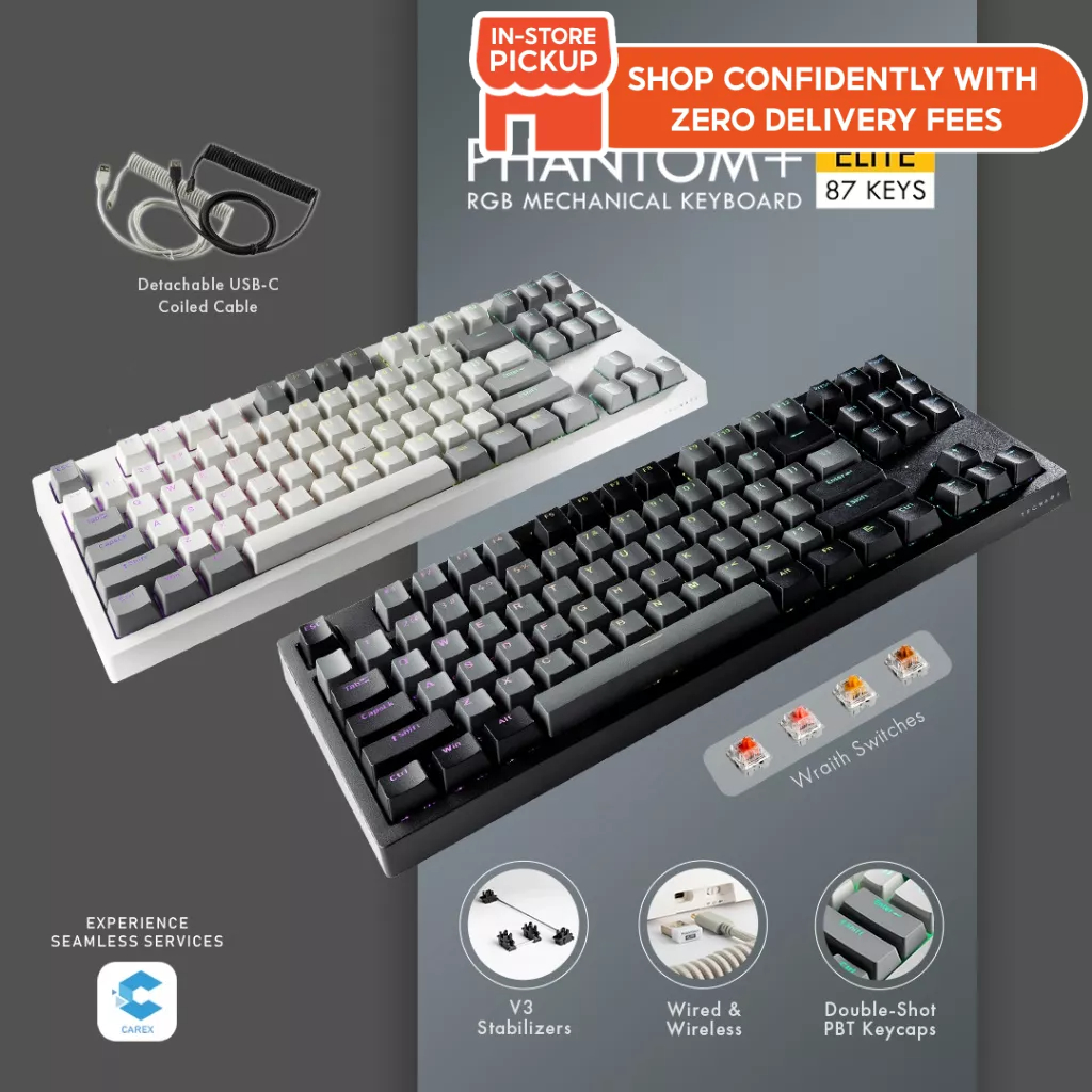 # TECWARE Phantom+ Elite [87-Key] RGB Wireless Mechanical Keyboard # [4 ...