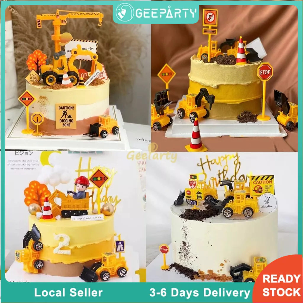 GeeParty Excavator Bulldozer Shape Cake Topper Construction Theme Party ...