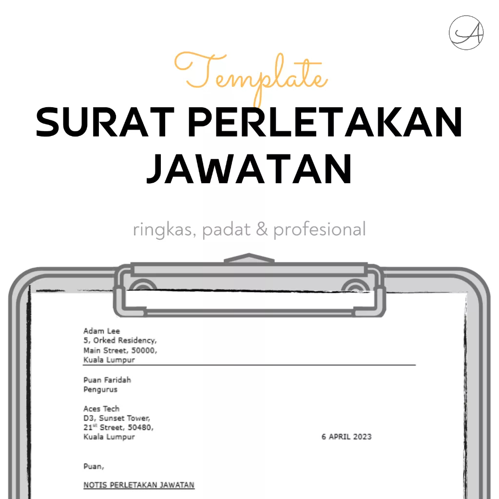 Template Surat Perletakan Jawatan - sampel surat disertakan | Bahasa ...