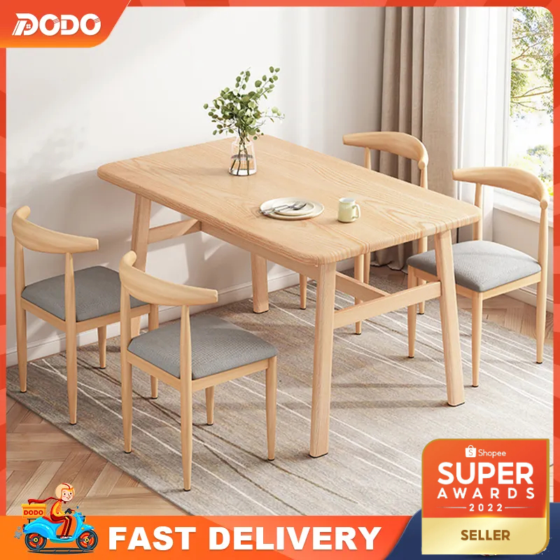 DO 4/6/8 Seater Solid Wood Dining Table Set Home Nordic Coffee Table ...