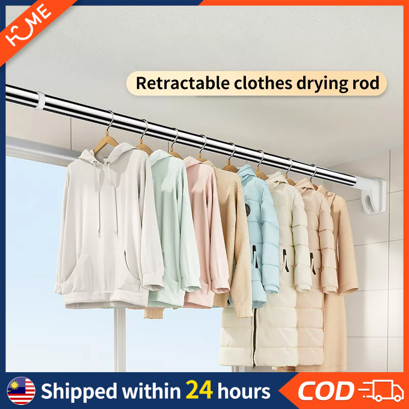 Stainless Steel Adjustable Curtain Rod drying rack Cloth Rail Antislip Shower Curtain