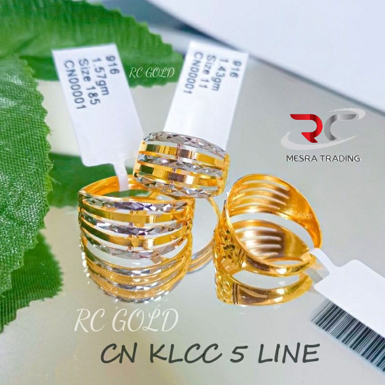 CINCIN KLCC 5 TINGKAT 2C EMAS TULEN 916 CN KLCC LIMA TINGKAT CROME EMAS ...