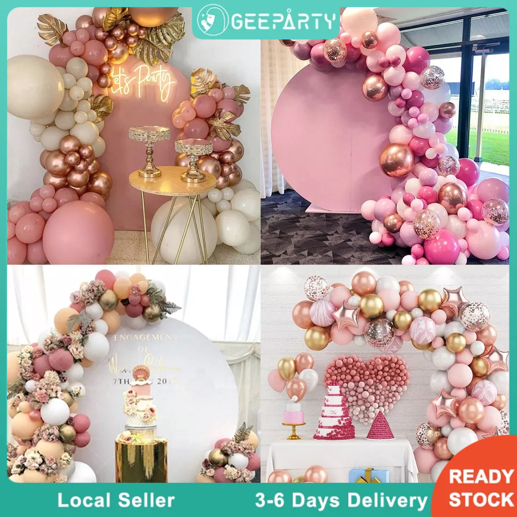 GeeParty Rose Gold Pink Confetti Chorme Metallic Series Theme Balloon ...