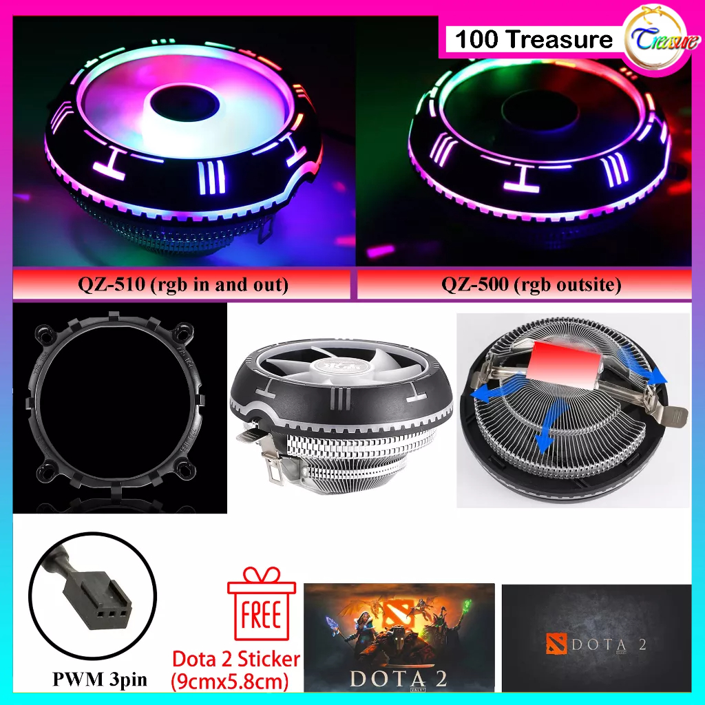 Ready Stock: Intel Computer RGB PWM 3 pin CPU Cooling Fan Heatsink ...