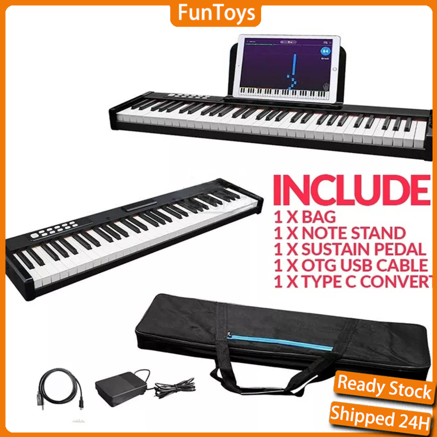 【24H】Electric Piano 61/88 Keys Bring Microphone Self Learning Keyboard ...