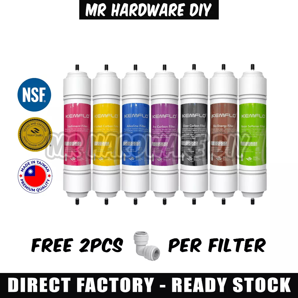 KEMFLO 10" IType Water Filter Replacement Catridge Sediment Pre Silver Post Carbon Alkaline