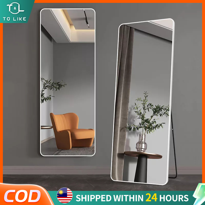 Nordic Standing Long Mirror Stand Modern wall Cermin penuh panjang ...